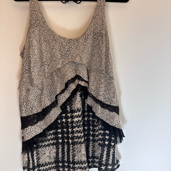 Silence + noise leopard print lace ruffle layered tank top size M - Picture 4 of 16